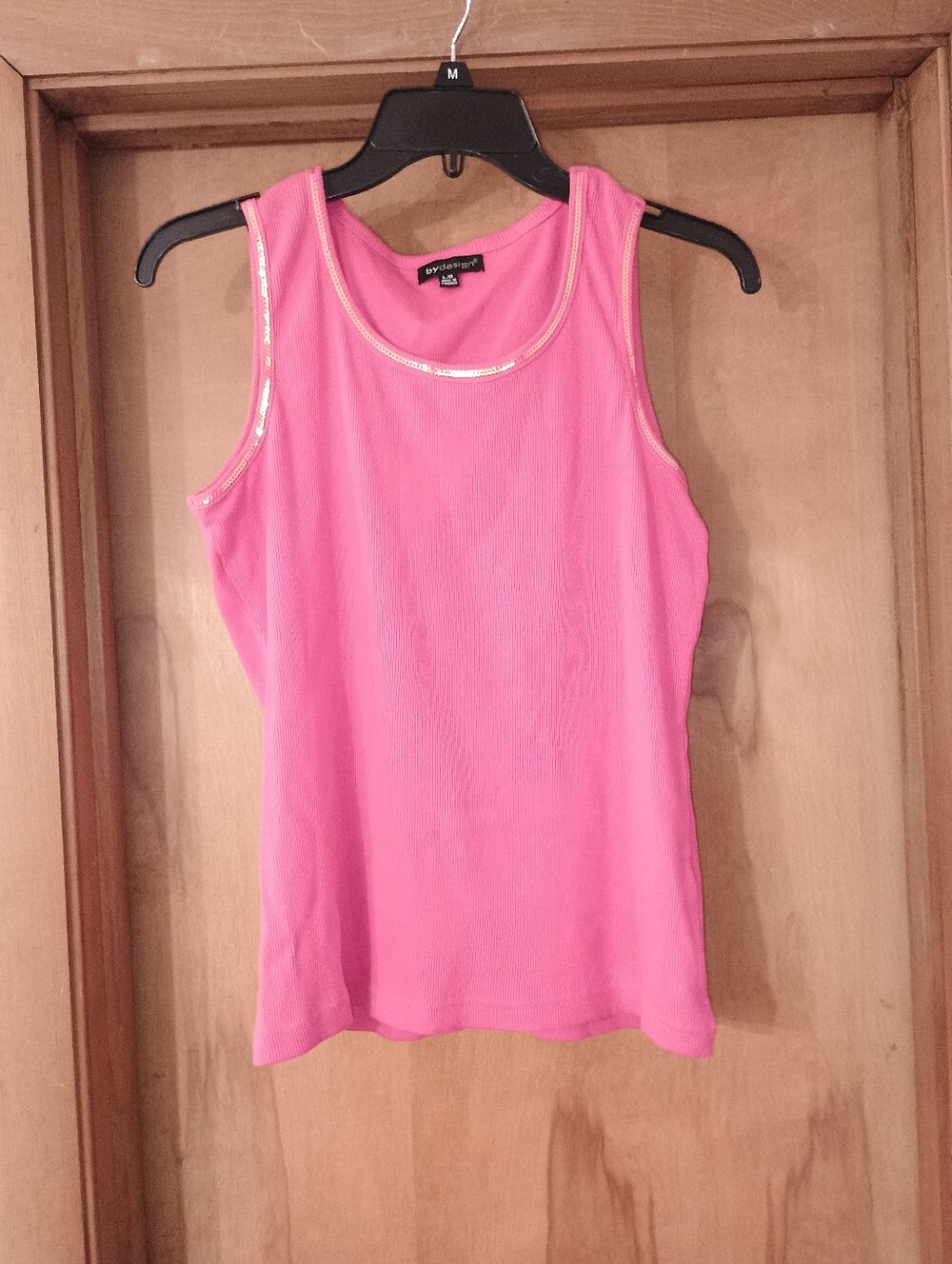 By Design Pink Sleeveless Tank Top Large with Sequin trim